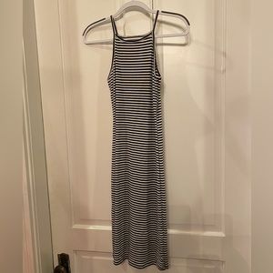 Acemi Black/White Striped Midi Dress